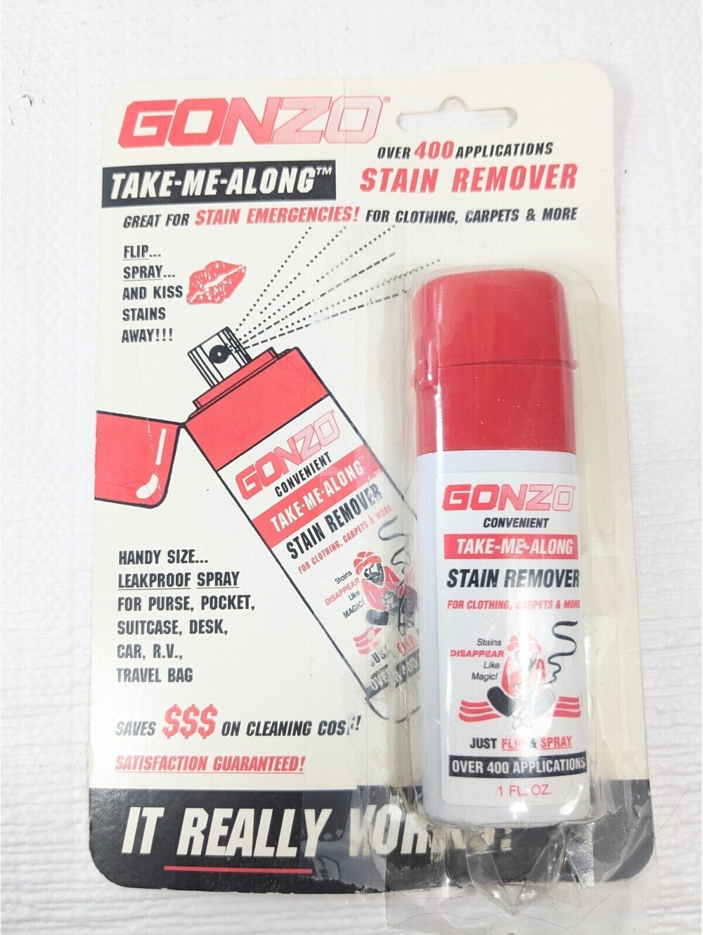 GONZO Take Me Along Stain Remover spray Clothes Fabric Carpet travel 1oz READ